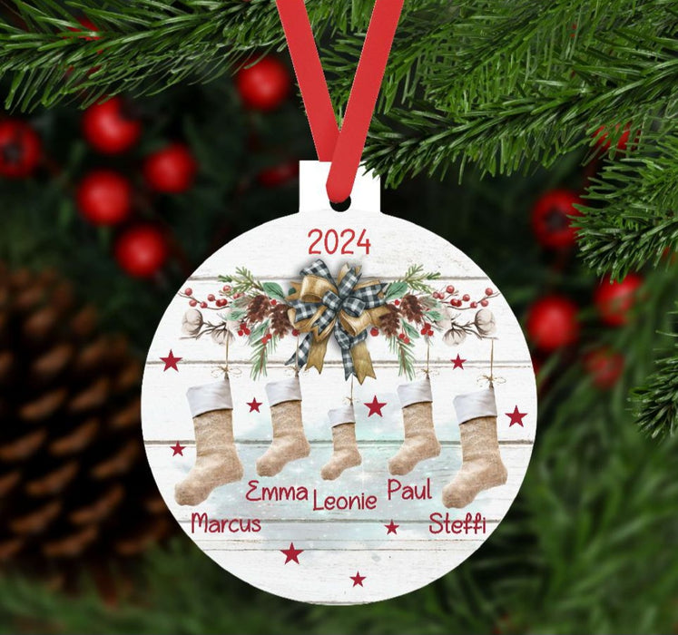 Weihnachtsbaumanhänger Familie personalisiert Stiefel Christbaumschmuck Weihnachtsbaumschmuck Ornament Christbaumanhänger - CreativMade 