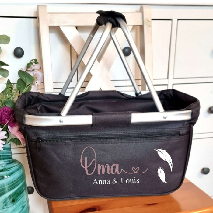 Einkaufskorb personalisiert Oma personalisiert mit Name Tragekorb Faltbar Geschenk - CreativMade 
