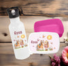 Set Brotdose und Trinkflasche personalisiert mit Namen Pferd Edelstahl 500ml Lunchbox Mädchen - CreativMade