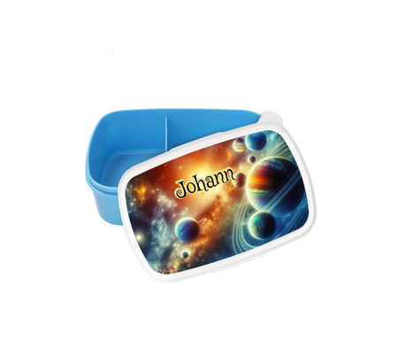 Brotdose Planeten Kinder personalisiert mit Name Junge Lunchbox Einschulung Vesperbox Trennfach Kindergarten - CreativMade 