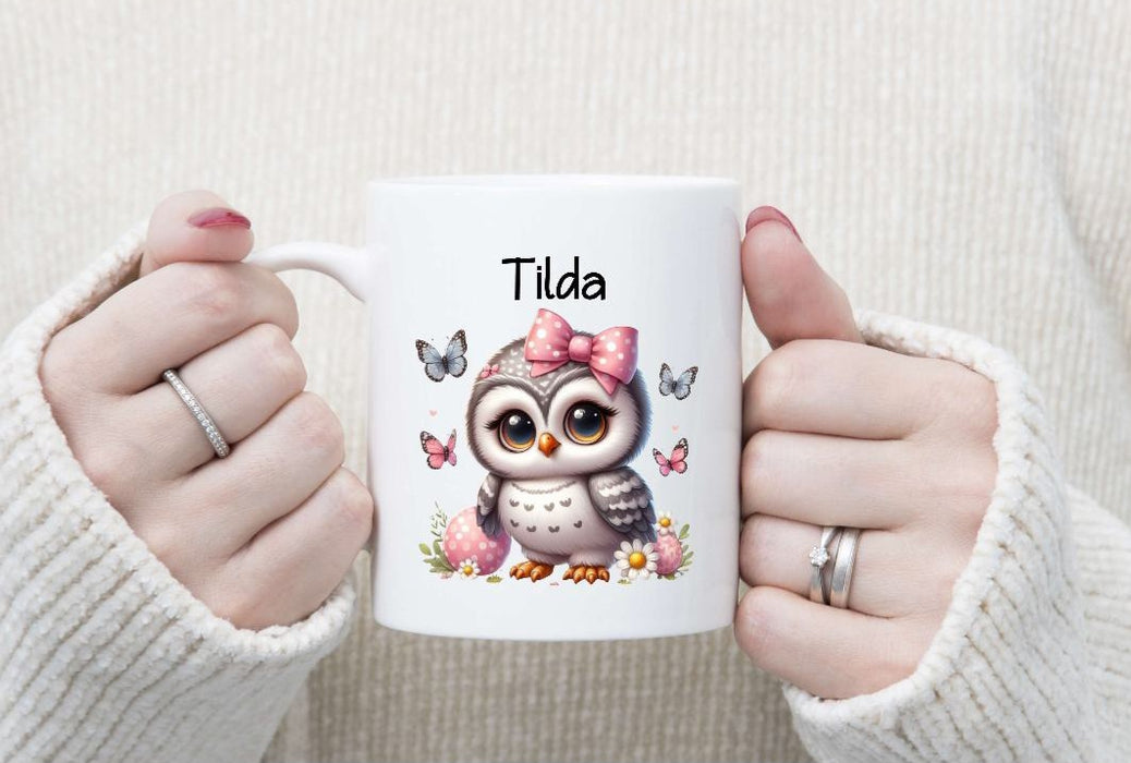 Personalisierte Tasse Eule Kindertasse mit Name Mädchen Emaille Keramik Namenstasse - CreativMade