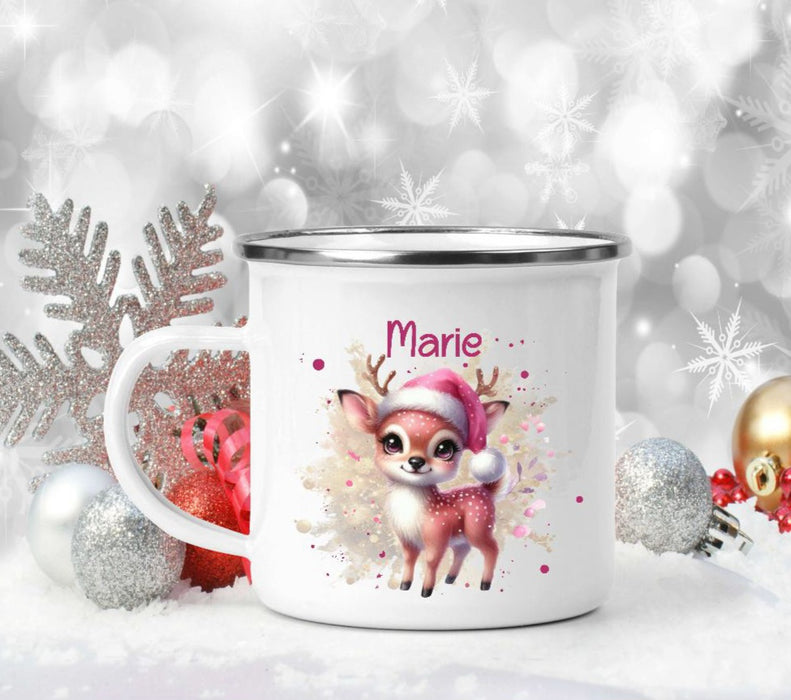 Weihnachtstasse Reh Tasse Weihnachten personalisiert Kindertasse Mädchen Nikolaus Geschenk - CreativMade 