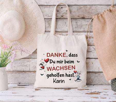 Danke, dass Du mir beim Wachsen geholfen hast Beutel Geschenkidee Tragetasche Beutel Abschiedsgeschenk Kita - CreativMade 