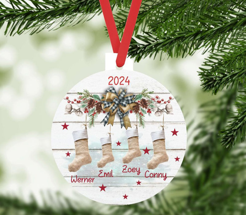 Weihnachtsbaumanhänger Familie personalisiert Stiefel Christbaumschmuck Weihnachtsbaumschmuck Ornament Christbaumanhänger - CreativMade 