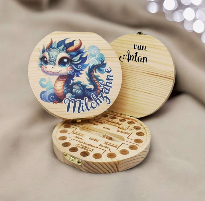 Personalisierte Zahndose Milchzahndose Drache mit Name Zahnbox für Milchzähne Geschenk Einschulung - CreativMade 