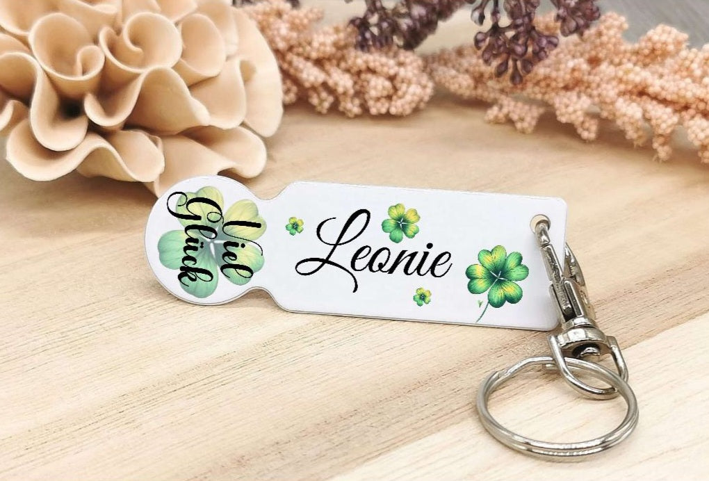 Einkaufswagenlöser viel Glück Kleeblatt mit Name personalisiert Wagenlöser  Einkaufen Löser Geschenk 1 Euro Ersatz - CreativMade 