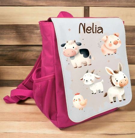 Brotdose Trinkflasche und Rucksack personalisiert Bauernhof Kinder Set Edelstahl Flasche Kita Set Kindergarten Kinderrucksack Mädchen - CreativMade