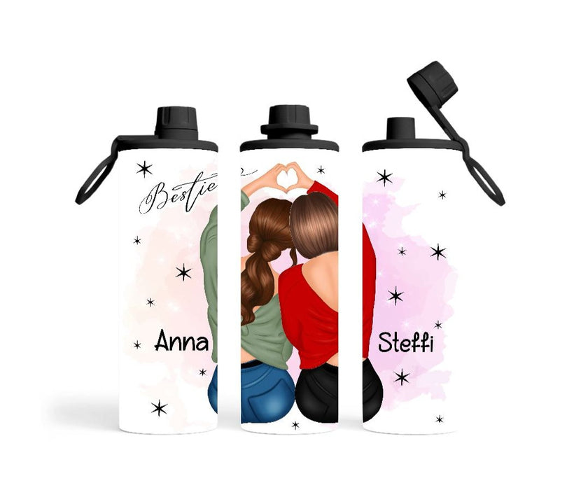 Thermobecher to go personalisiert Besties Beste Freundin Trinkbecher mit Strohhalm Tumbler Becher Kaffeebecher Geschenk - CreativMade 