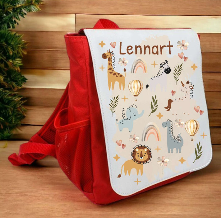 Kindergarten Rucksack personalisiert mit Name Zootiere Kindergartentasche Kita Kinder - CreativMade