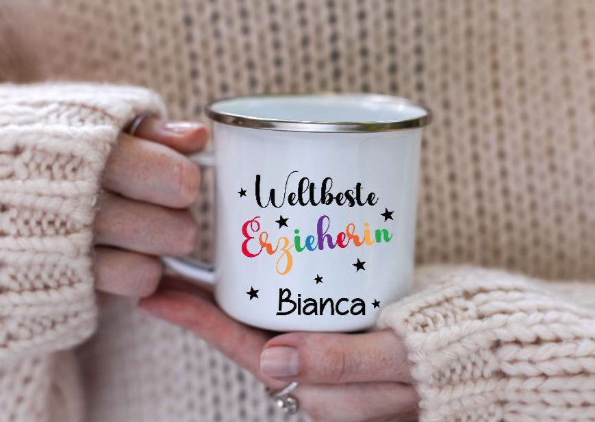 Tasse personalisiert Weltbeste Erzieherin mit Name Abschiedsgeschenk Erzieherin Kita Kindergartenzeit - CreativMade 