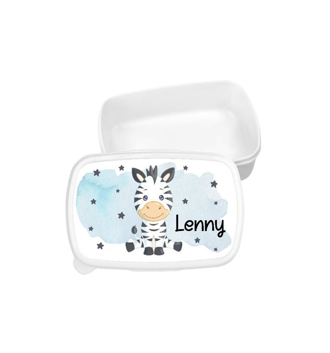 Set Brotdose und Trinkflasche personalisiert mit Namen Zebra Edelstahl 500ml Lunchbox Jungen - CreativMade
