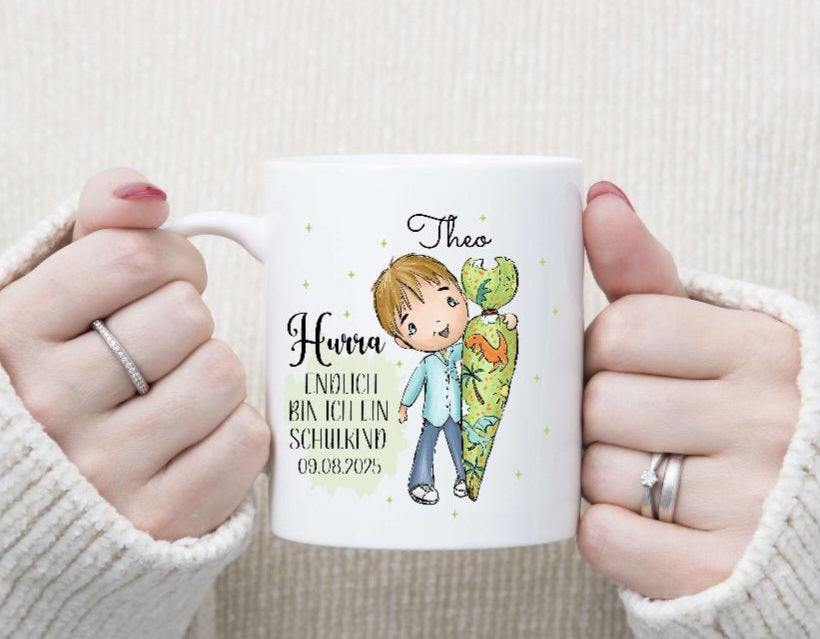 Schulkind Tasse personalisiert Jungen Einschulungstasse mit Namen Geschenk Einschulung Erstklässler - CreativMade