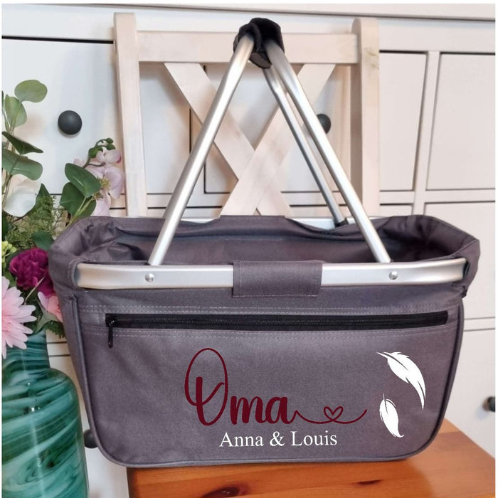 Einkaufskorb personalisiert Oma personalisiert mit Name Tragekorb Faltbar Geschenk - CreativMade 