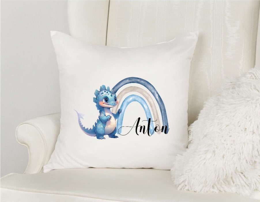 Personalisiertes Kissen Regenbogen Drache Junge Kinderkissen Kissenhülle Kissenbezug mit Reißverschluss 40x40cm - CreativMade