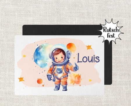 Tischset Kinder Astronaut personalisiert mit Name Junge Platzdeckchen Platzset Einschulung - CreativMade