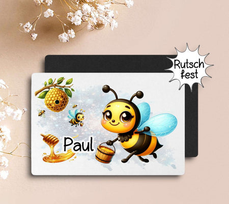 Tischset Kinder rutschfest personalisiert mit Name Biene Jungen Platzdeckchen Platzset - CreativMade