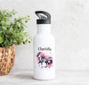 Personalisierte Trinkflasche Einhorn Kinder Edelstahl mit Name mit Strohhalm Mädchen Geschenk Einschulung Geburtstag - CreativMade 