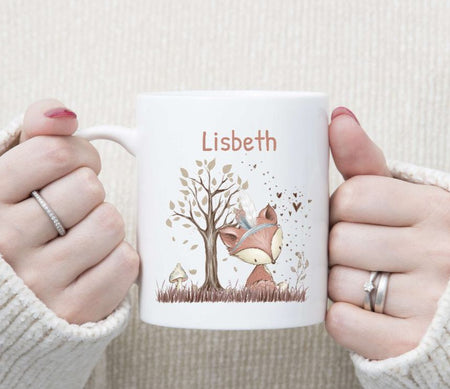 Personalisierte Tasse Fuchs Waldtiere Kindertasse mit Name Mädchen oder Junge Emaille Keramik Namenstasse - CreativMade