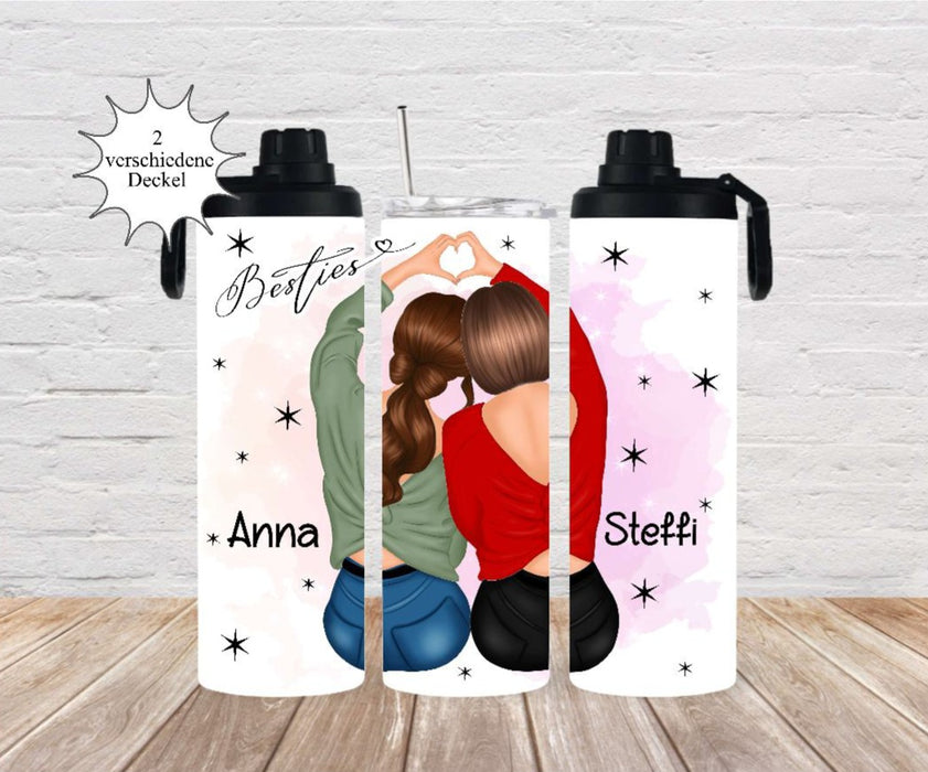 Thermobecher to go personalisiert Besties Beste Freundin Trinkbecher mit Strohhalm Tumbler Becher Kaffeebecher Geschenk - CreativMade 