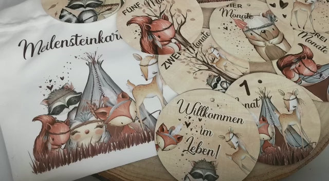 Meilensteinkarten Waldtiere Baby Set mein erstes Jahr - CreativMade