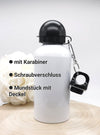 Trinkflasche Kinder Faultier mit Name Mädchen Sportflasche Schule Karabiner Aluminium - CreativMade