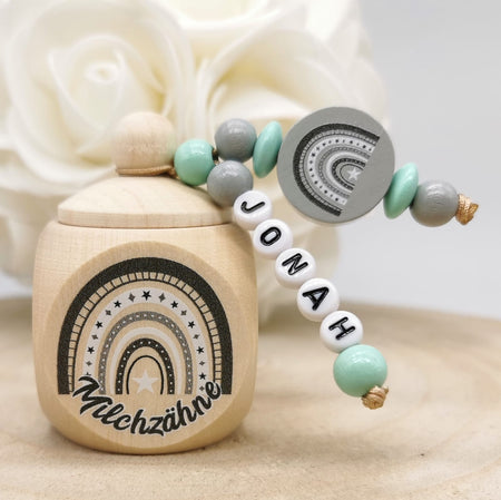 Milchzahndose Zahndose mit Name Junge Regenbogen - CreativMade 