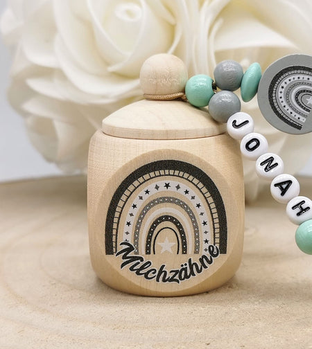 Milchzahndose Zahndose mit Name Junge Regenbogen - CreativMade 