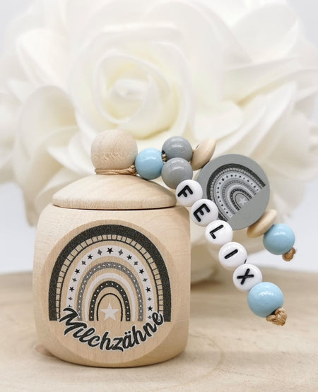 Milchzahndose Zahndose mit Name Junge Regenbogen - CreativMade 