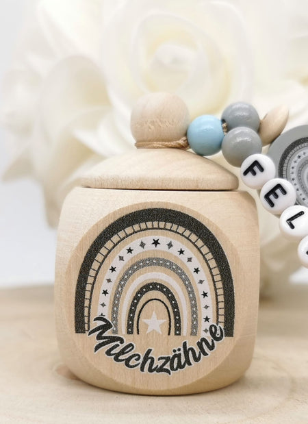Milchzahndose Zahndose mit Name Junge Regenbogen - CreativMade 