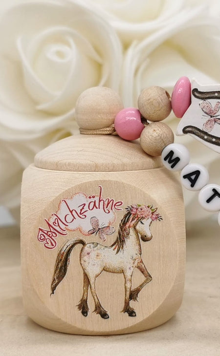 Milchzahndose Zahndose mit Name Mädchen Pferd - CreativMade 