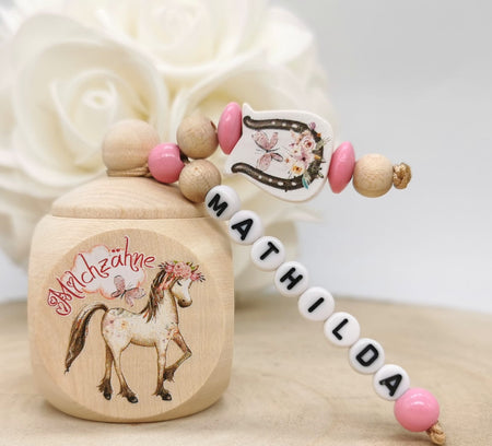 Milchzahndose Zahndose mit Name Mädchen Pferd - CreativMade 