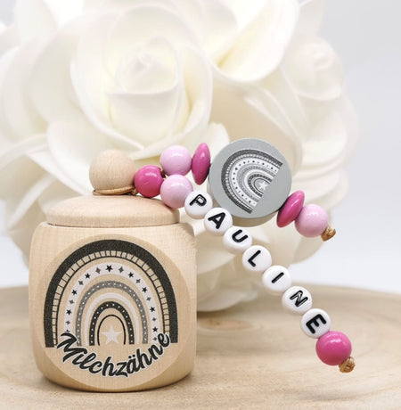 Milchzahndose Zahndose mit Name Mädchen Regenbogen - CreativMade 