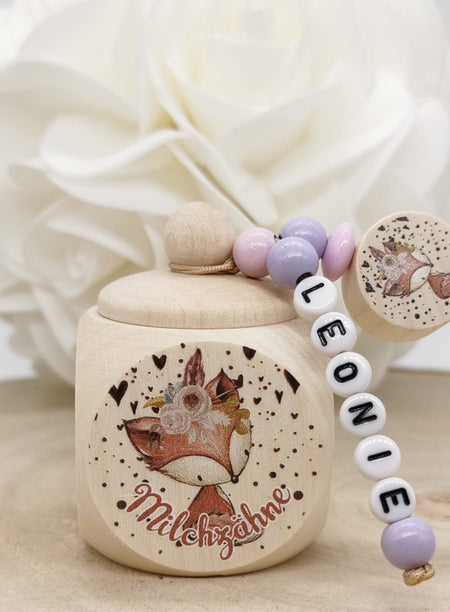 Milchzahndose Zahndose mit Namen Mädchen Fuchs - CreativMade 