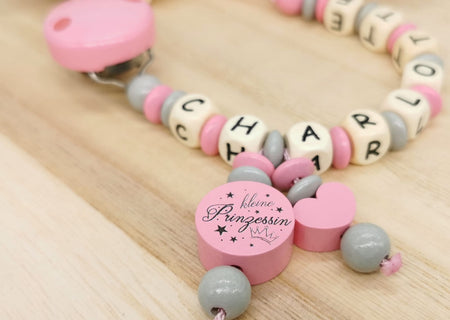 Schnullerkette für lange Namen Mädchen kleine Prinzessin - CreativMade 