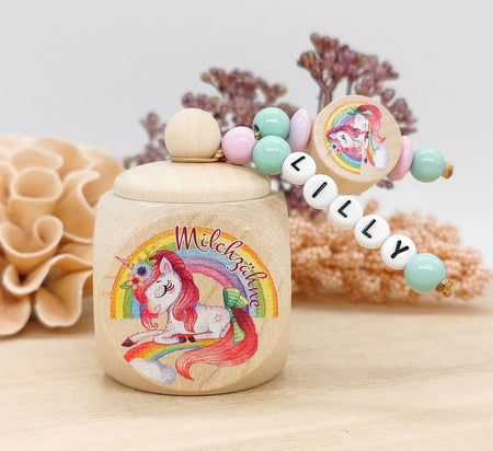 Milchzahndose Zahndose mit Name Mädchen Einhorn Pferd - CreativMade 
