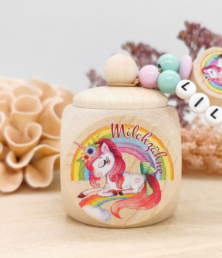 Milchzahndose Zahndose mit Name Mädchen Einhorn Pferd - CreativMade 