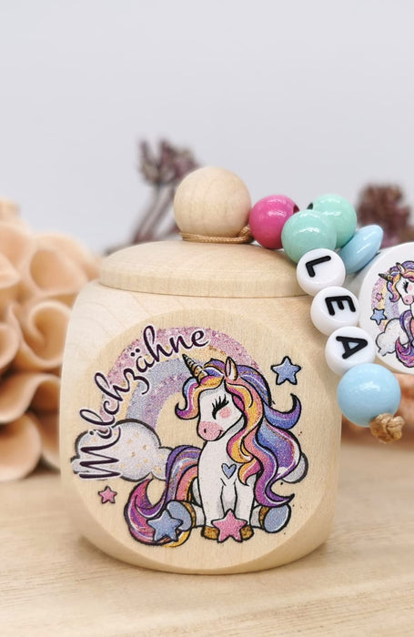 Milchzahndose Zahndose mit Namen Mädchen Einhorn - CreativMade 