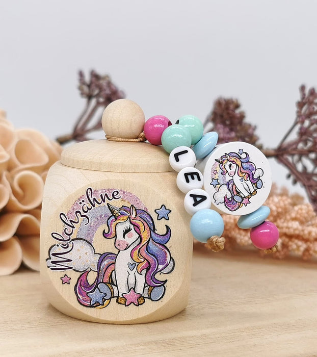 Milchzahndose Zahndose mit Namen Mädchen Einhorn - CreativMade 