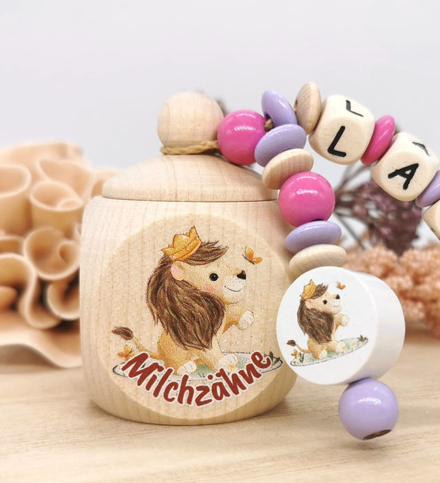 Milchzahndose Zahndose mit Name Mädchen Löwe - CreativMade 