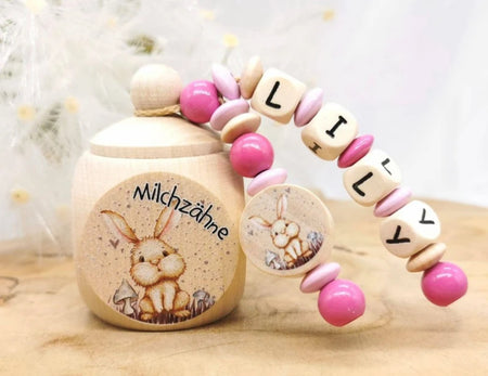 Milchzahndose mit Namen Hase - CreativMade 