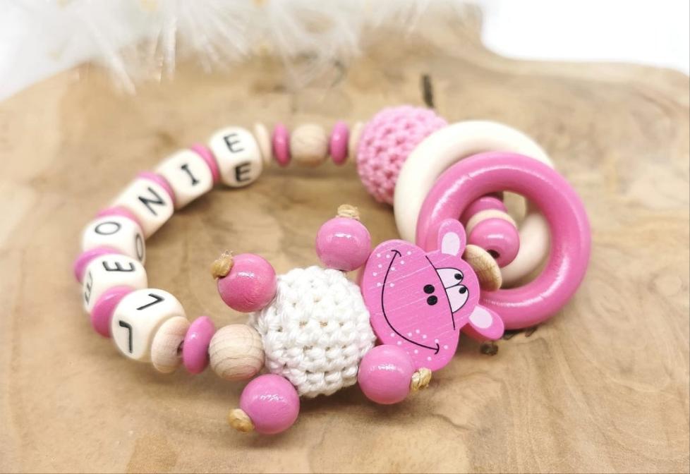 Greifling mit Name Mädchen Hippo - CreativMade 