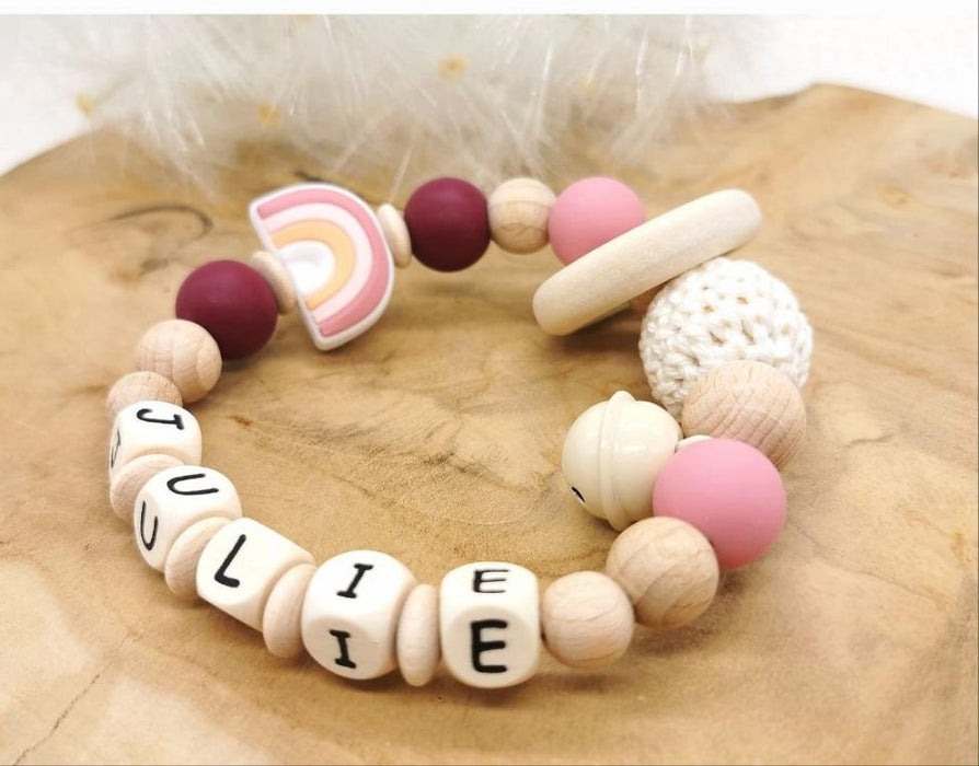 Greifling mit Name Mädchen Regenbogen Boho - CreativMade 