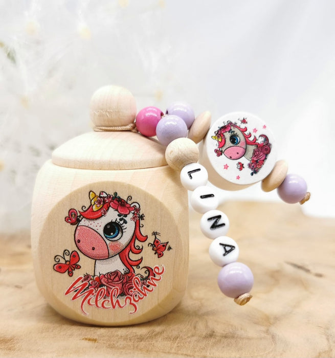 Milchzahndose Zahndose mit Name Mädchen Einhorn - CreativMade 