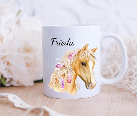 Tasse mit Name Pferd Emaillie oder Keramik - CreativMade 