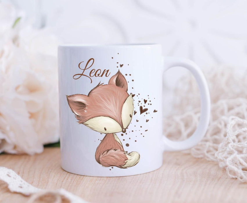 Tasse mit Fuchs Name Emaillie oder Keramik - CreativMade 