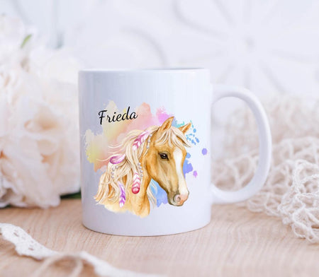 Tasse mit Name Pferd Emaillie oder Keramik - CreativMade 